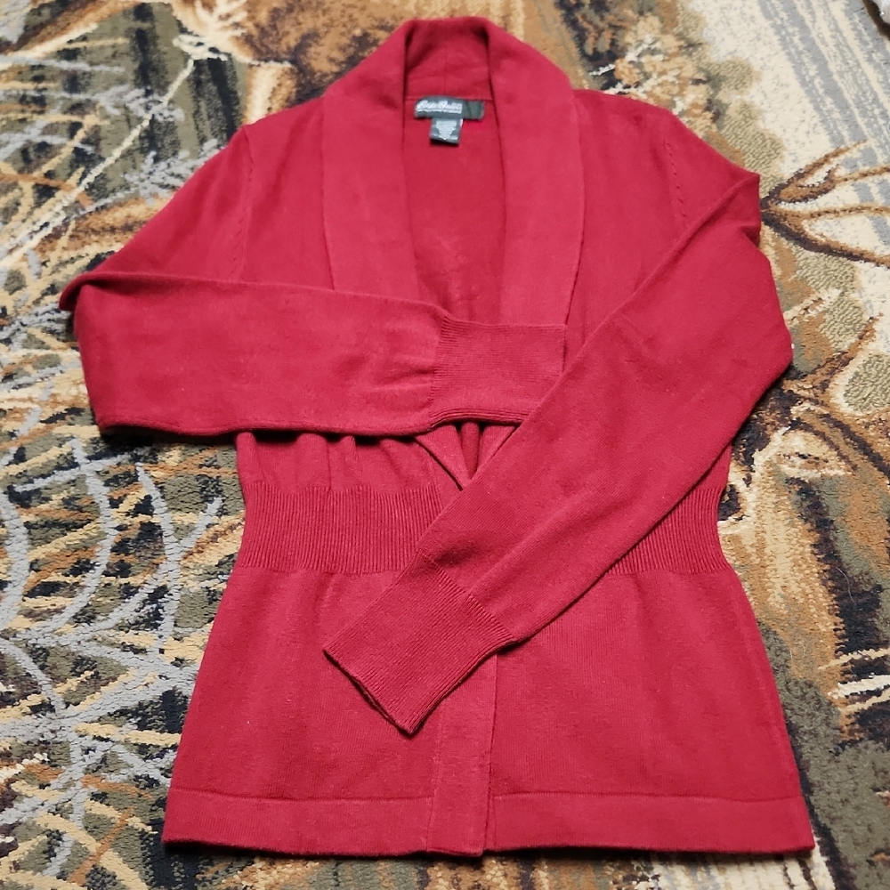 Eddie Bauer Women's Red Whine Cardigan Sweater
